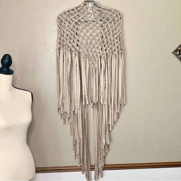 Free People Sunrise FABULOUS Fringe Faux-Suede Shawl - Picture 4 of 14